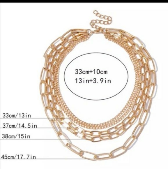 Multi Layered Gold Chain Punk Choker Necklace - Picture 3 of 5